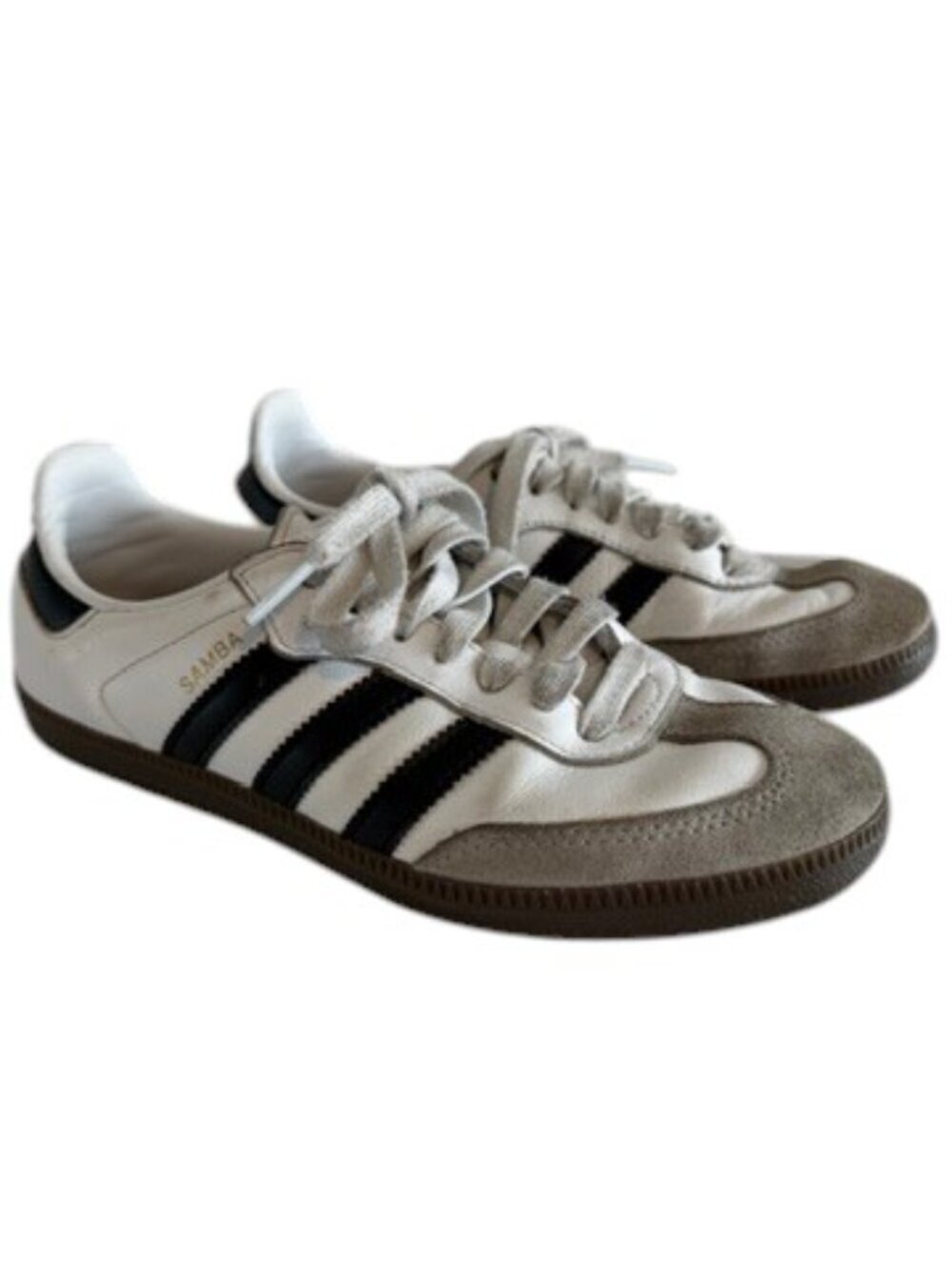 ADIDAS Samba OG Original White Black Leather Sneakers Shoes W 6-6.5/Mens 4.5